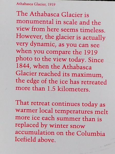 sign about the Athabasca Glacier